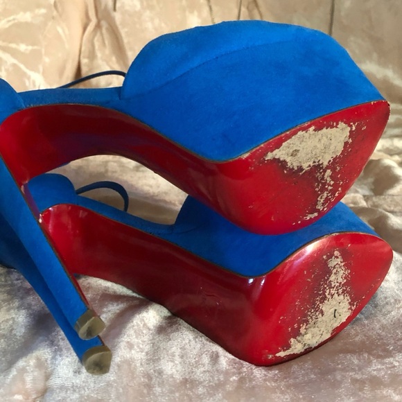 Christian Louboutin BLUE Amyada Platform Pumps Sandals - Picture 9 of 9